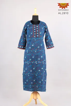 Girls Blue Ajrakh Women’s Kurti