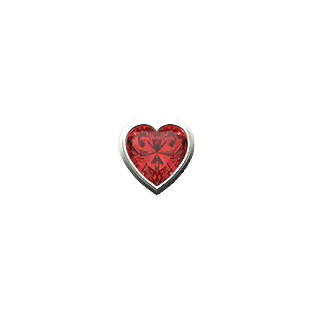 14k Skinny Red Heart Charm (white)