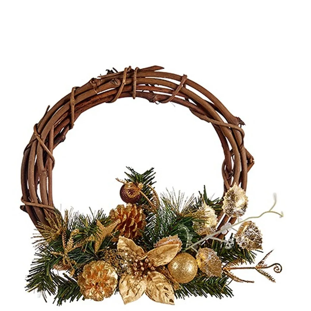 Advent wreathe Brown Green Wood Plastic 33 x 9 x 35 cm (12 Units)