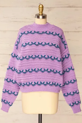 Alfreton Purple | Mock Neck Knit Sweater