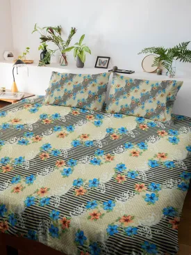 Alibaba Family Bedsheet with Pillow Cover - Cotton Mix & Floral Print - ₹550/-