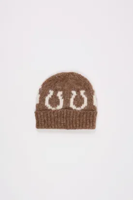 Alpaca Horseshoe Beanie - Dark Brown