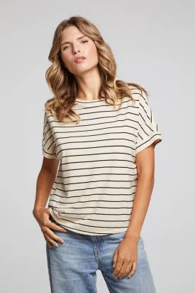 Amber Black and Sand Stripe Tee