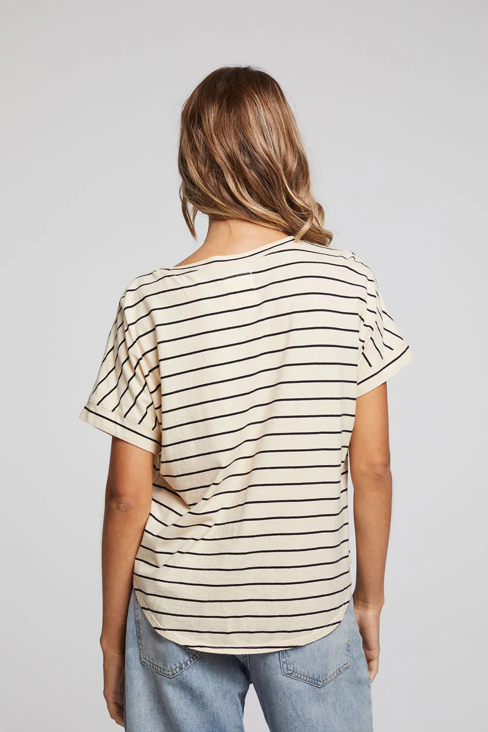 Amber Black and Sand Stripe Tee