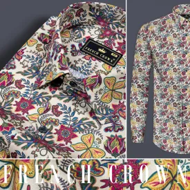 Bizarre Cream with Multicolor Floral Printed Super Soft Premium Cotton Shirt