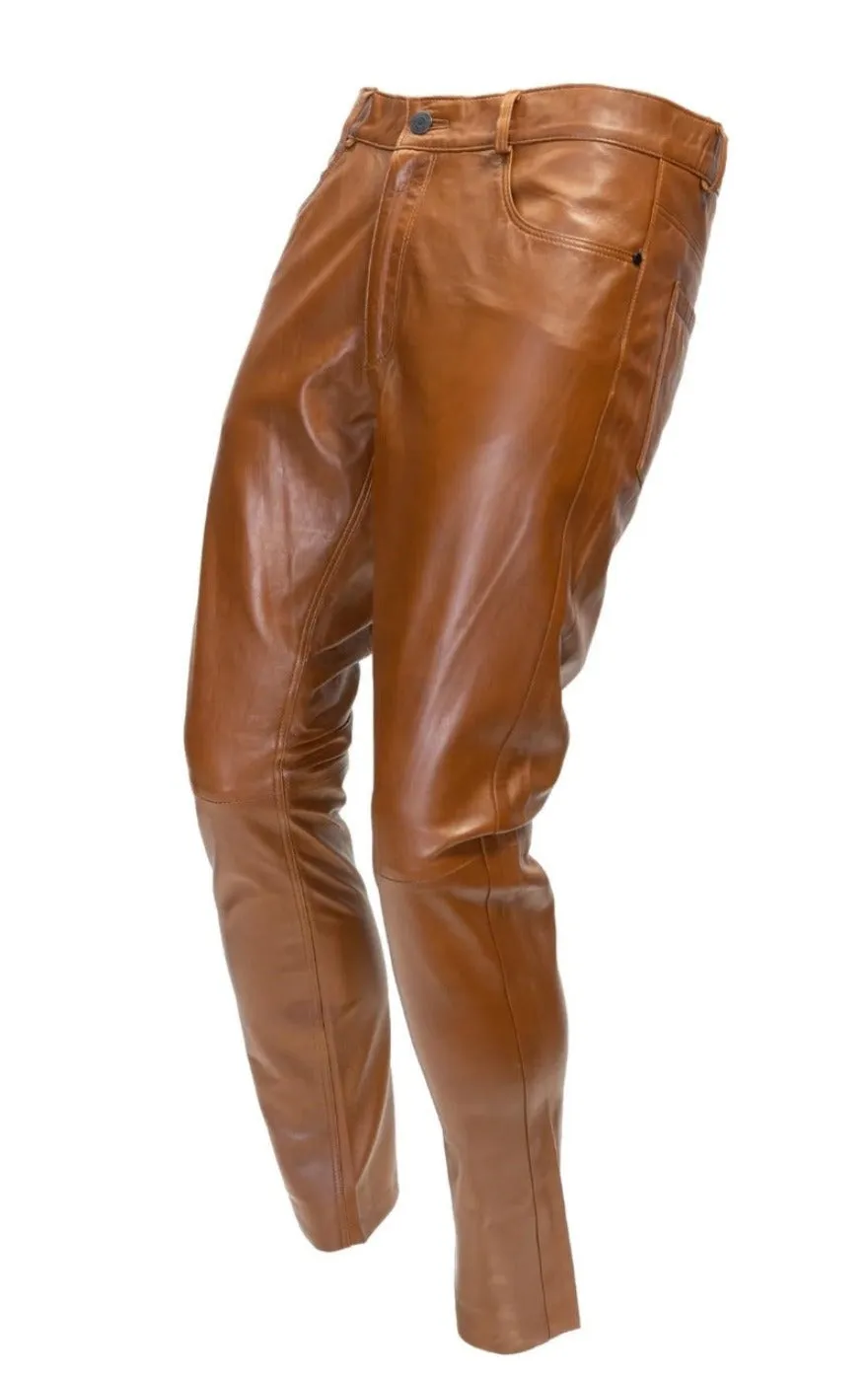 Brown Leather Jeans