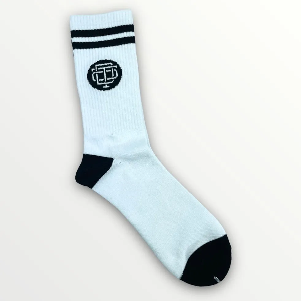 Circle Logo Crew Socks w/ Stripes