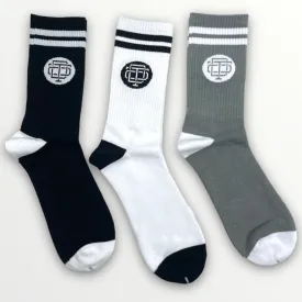 Circle Logo Crew Socks w/ Stripes