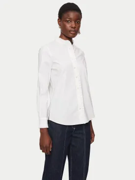 Cotton Poplin Ruffle Shirt | White