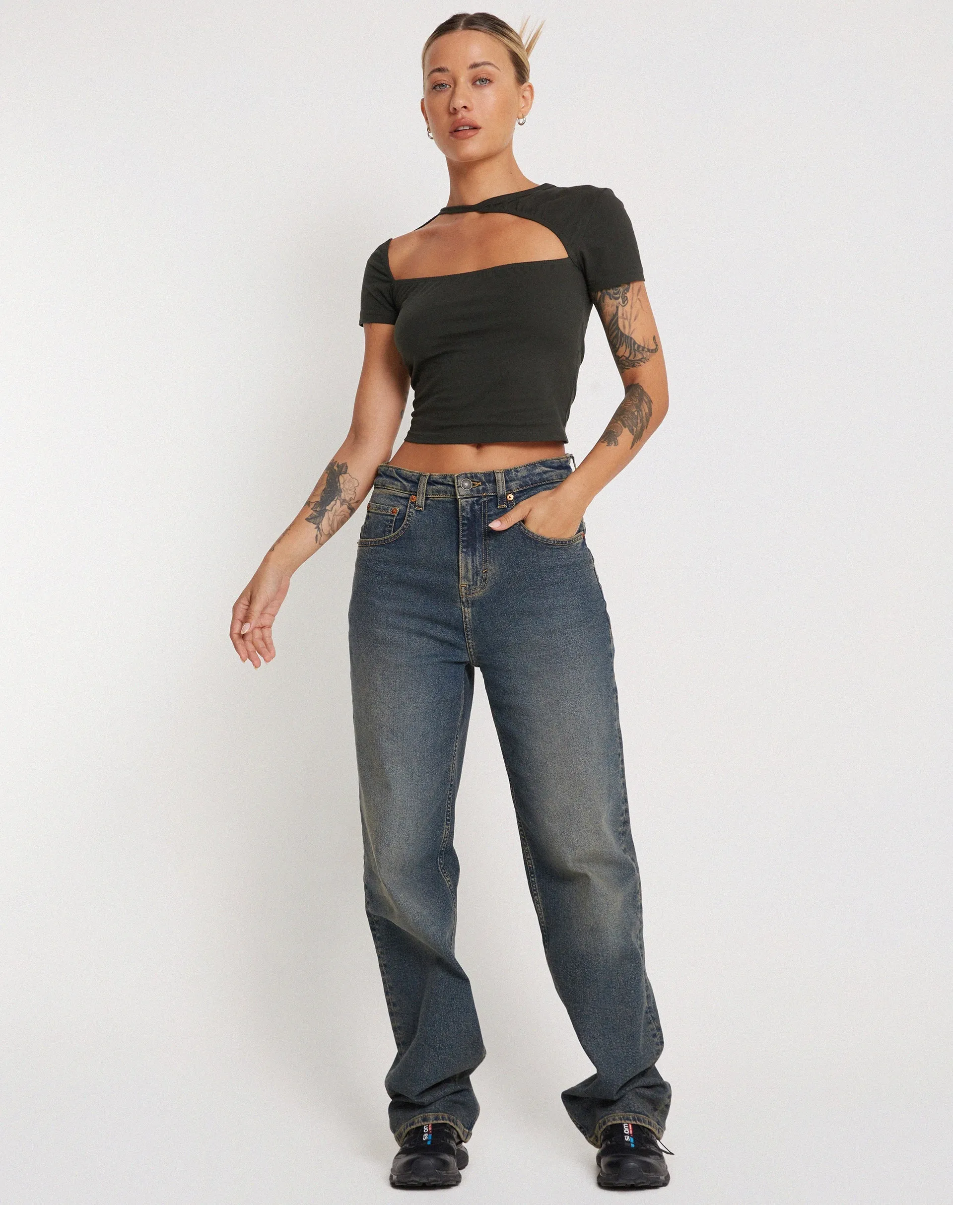 Desiree Crop Top in Black Forest