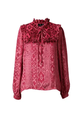 Emily Lovelock Pink Velvet Crimson Blouse