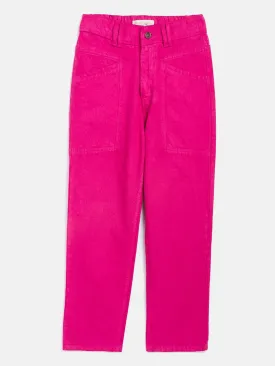 Girls Fuchsia Front Pocket Straight Jeans