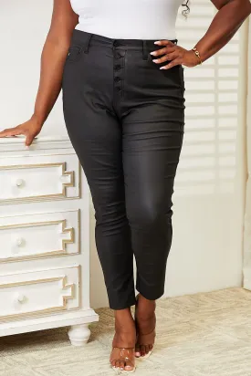 High Rise Black Coated Skinny Jeans (0 - 22W)