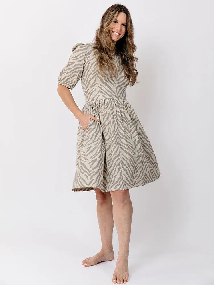 Inez Bubble Sleeve Dress - Savanna Stripe