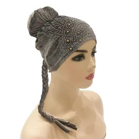 Layla Jewel Turban Cap - Grey