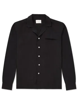 Long Sleeve Camp Collar Shirt - Black