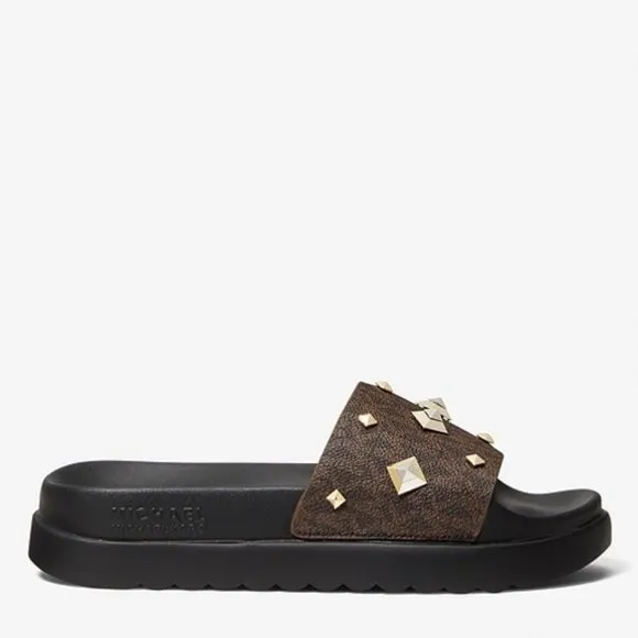 MICHAEL MICHAEL KORS Tyra Studded Logo Slide Sandal