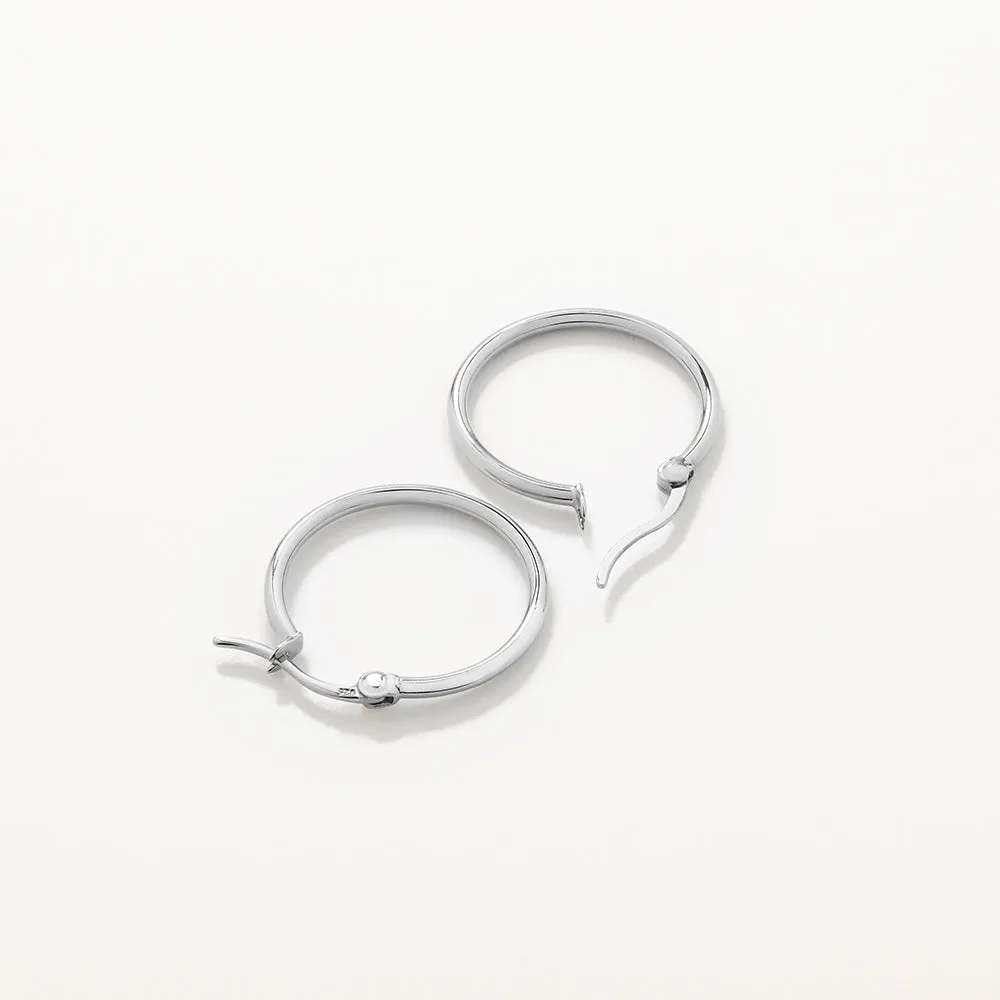 Mini Plain Hoop Earrings in Silver