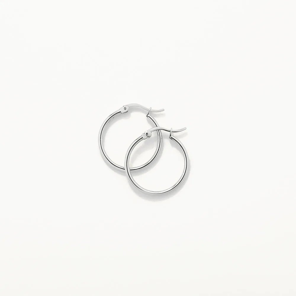 Mini Plain Hoop Earrings in Silver