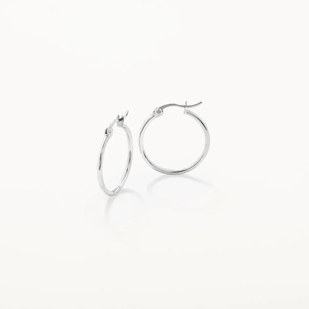 Mini Plain Hoop Earrings in Silver