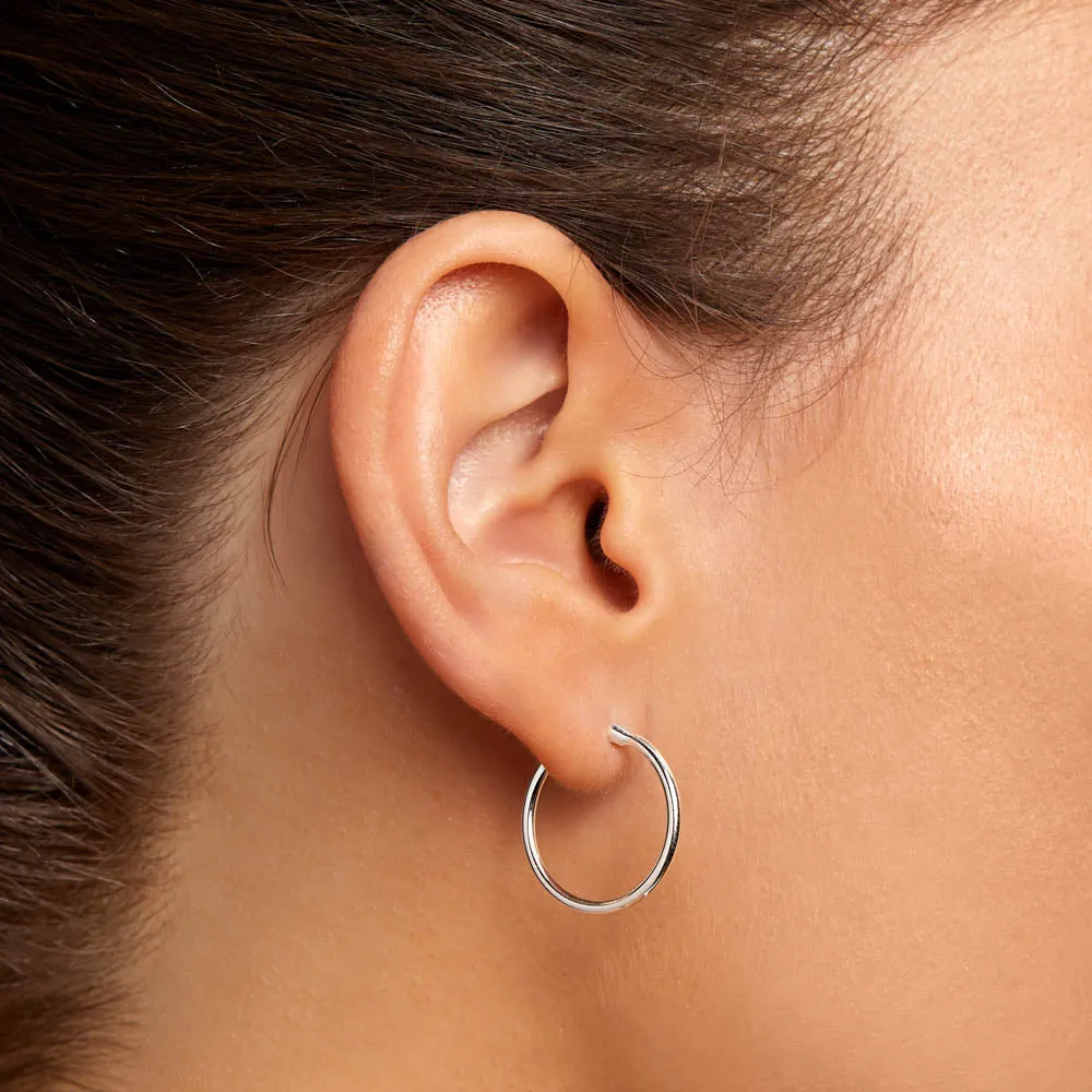 Mini Plain Hoop Earrings in Silver