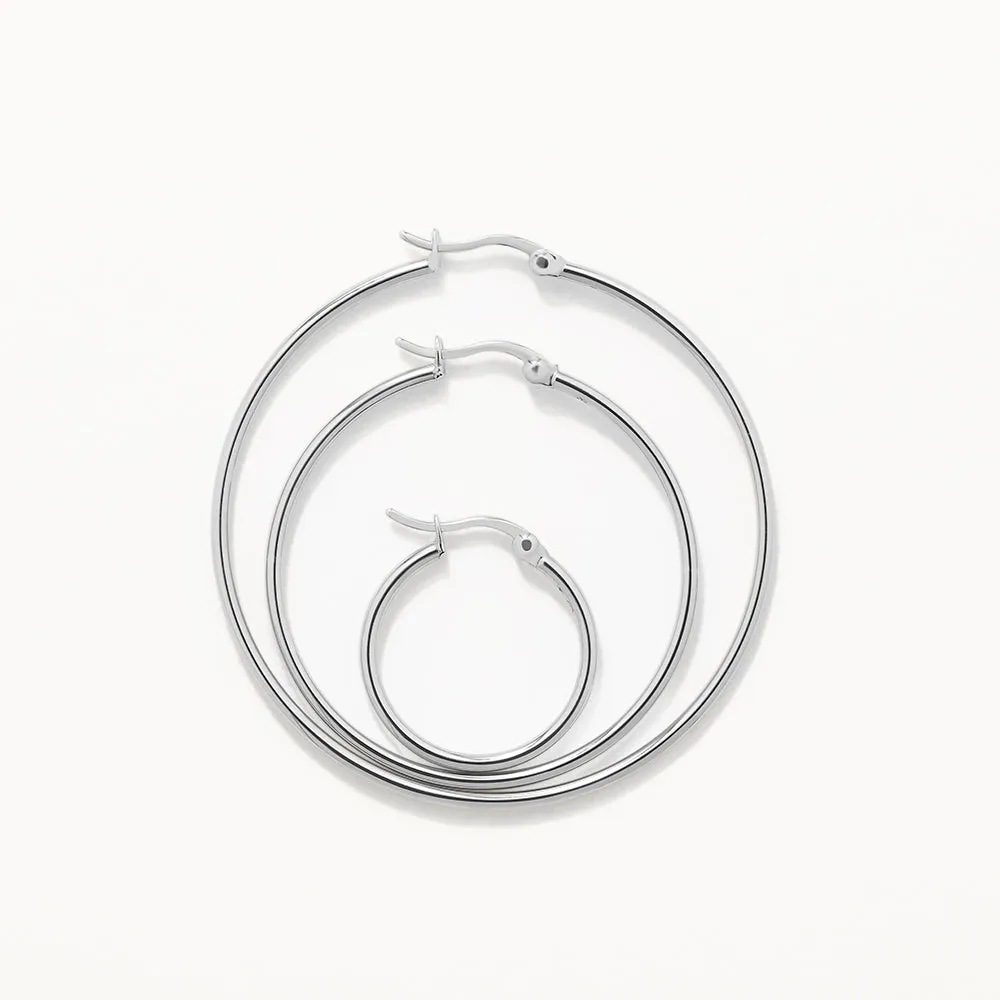 Mini Plain Hoop Earrings in Silver