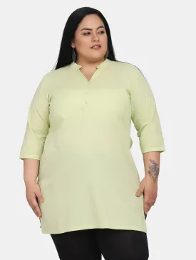 Monochrome  Cotton Kurti - Apple Green