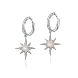 Moonstone Silver Huggie Earrings - North Star