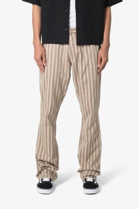 Striped Flare Pants - Brown