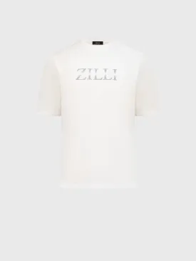 T-Shirt with Gradient Zilli Shade Embroidery White