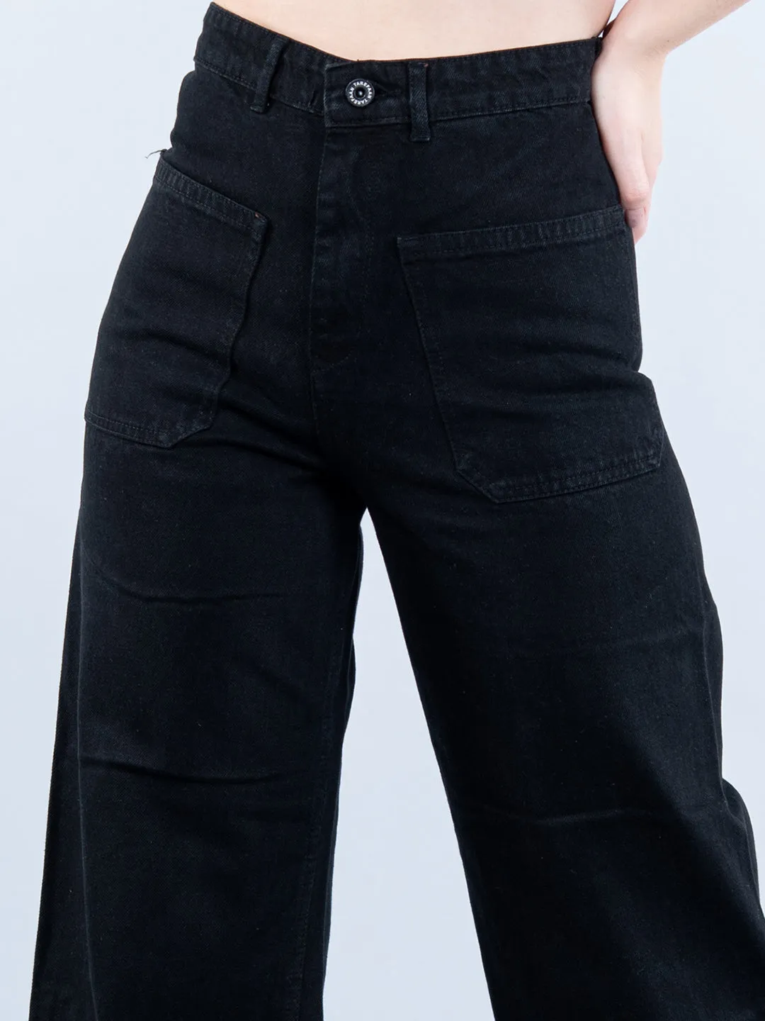 Two Pocket Black Flared Jeans