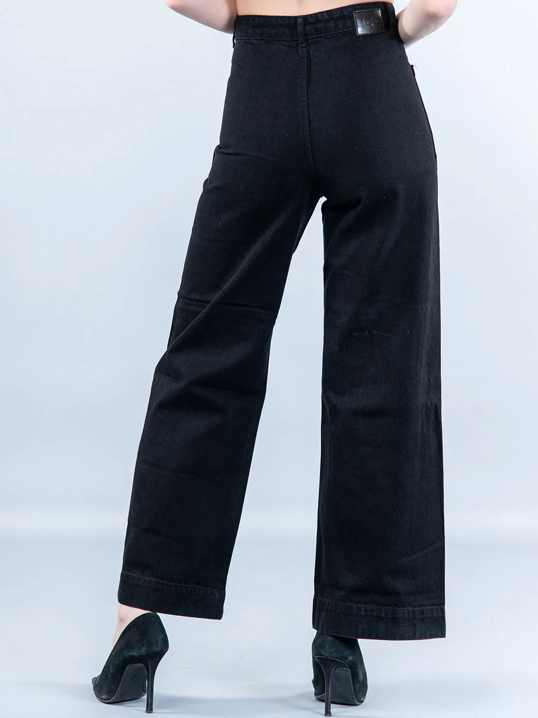 Two Pocket Black Flared Jeans